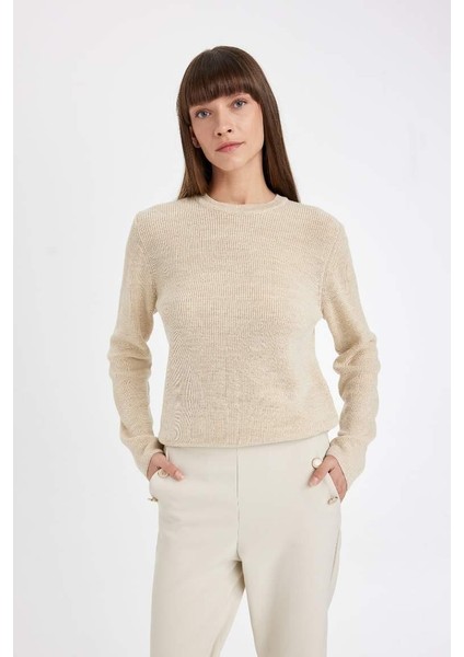 Regular Fit Bisiklet Yaka Simli Kumaş Kazak Tunik modelleri