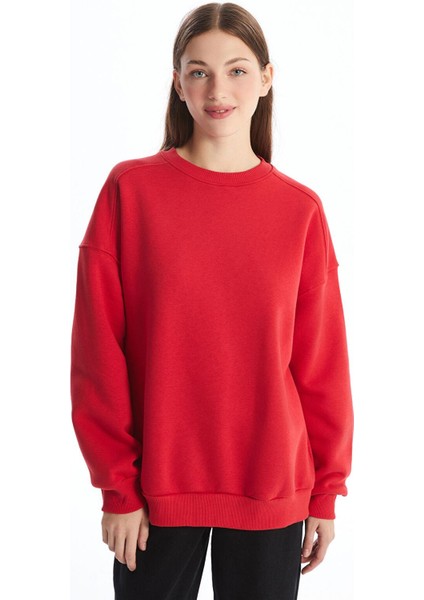 Lcw Vision Bisiklet Yaka Oversize Kadın Kalın Sweatshirt