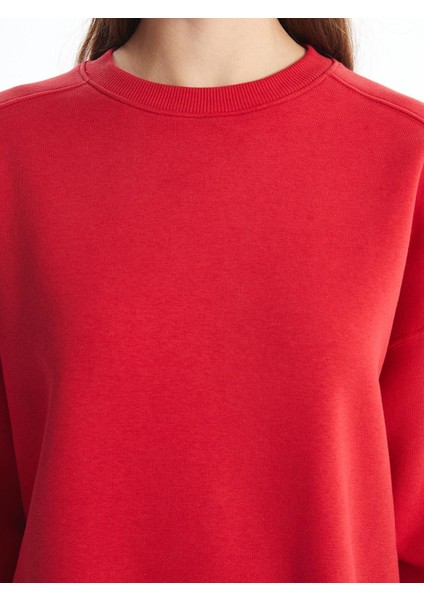 Lcw Vision Bisiklet Yaka Oversize Kadın Kalın Sweatshirt modelleri