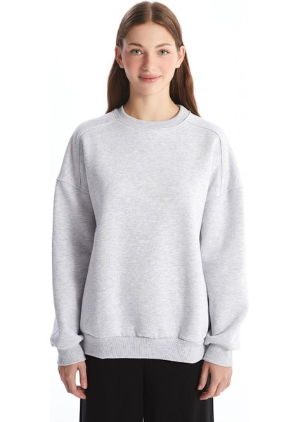 Lcw Vision Bisiklet Yaka Oversize Kadın Kalın Sweatshirt