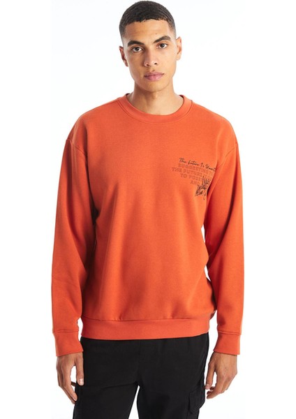 Lcw Casual Bisiklet Yaka Uzun Kollu Baskılı Erkek Sweatshirt