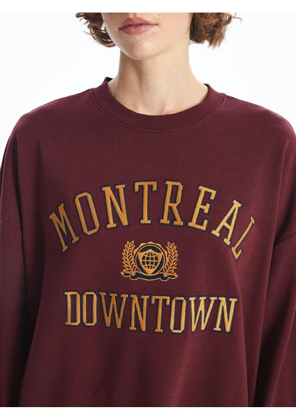 Lcw Vision Bisiklet Yaka Nakışlı Uzun Kollu Kadın Sweatshirt modelleri