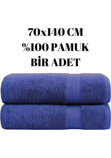 Lacivert 70X140 Çizgili %100 Pamuk Yumuşak Banyo Duş Havlusu Bir Adet