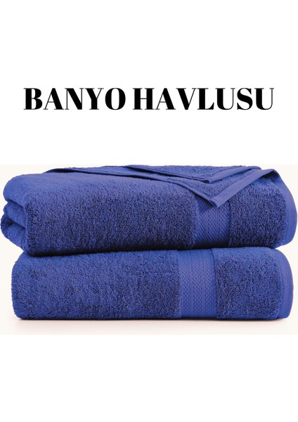 Lacivert 70X140 Çizgili %100 Pamuk Yumuşak Banyo Duş Havlusu Bir Adet