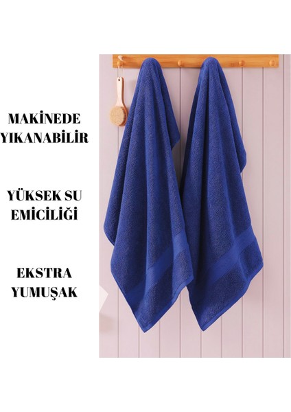 Lacivert 70X140 Çizgili %100 Pamuk Yumuşak Banyo Duş Havlusu Bir Adet