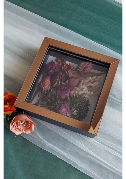 20X20X5 cm Siyah-Bronz Anı Çerçevesi! Yeni Moda Çiçek Anı Çerçevesi!