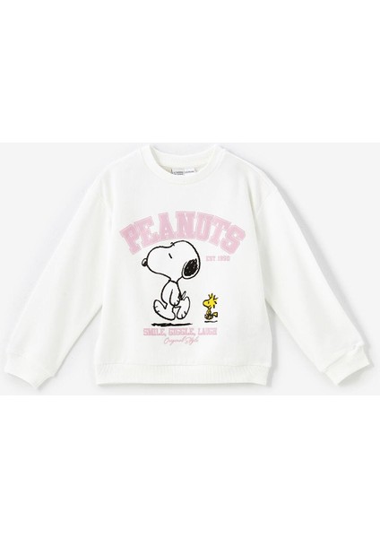 Lcw Kids Bisiklet Yaka Uzun Kollu Baskılı Kız Çocuk Sweatshirt