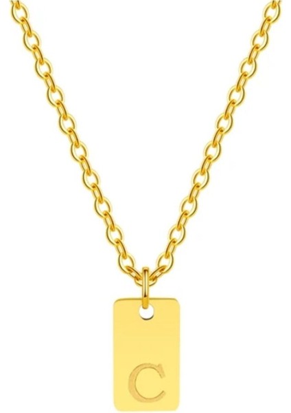 Minimalist Harfli Çelik Kolye - 316L Kararmaz Cerrahi Çelik Kolye - Harfli Kolye