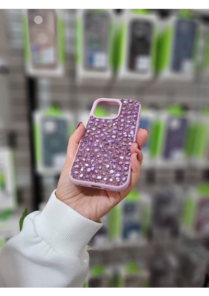 iPhone 15 Pro Max Lüks Parlak Doğal Taşlı Siyah Kamera Çıkıntılı Içi Kadife Kılıf fırsatları