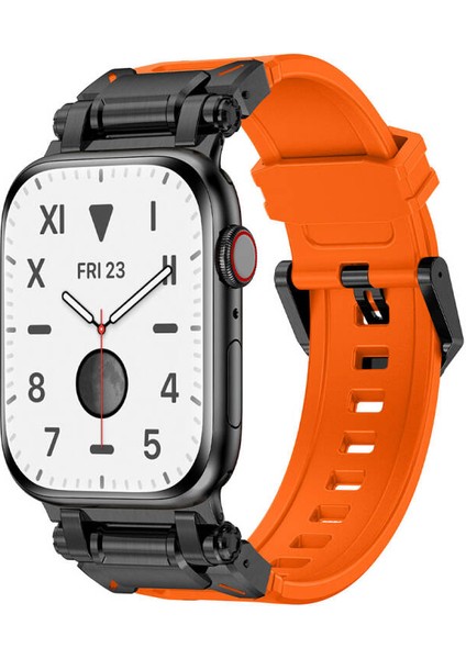 Watch 10 46MM KRD-101 Titanyum Metal Başlıklı Şık Silikon Kordon