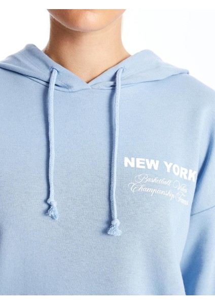 Xsıde Baskılı Uzun Kollu Oversize Kadın Hoodie