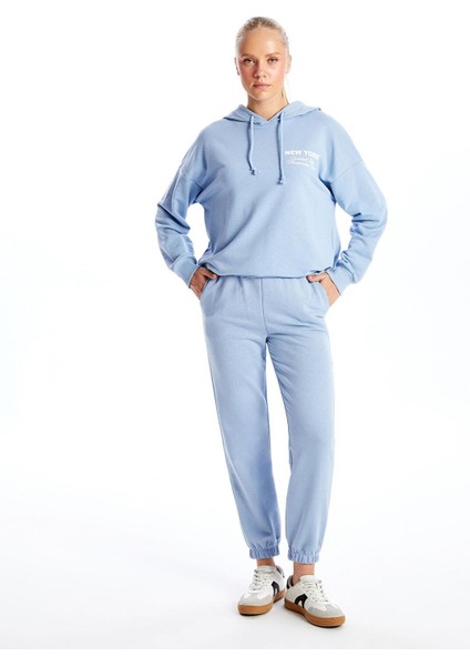 Xsıde Baskılı Uzun Kollu Oversize Kadın Hoodie
