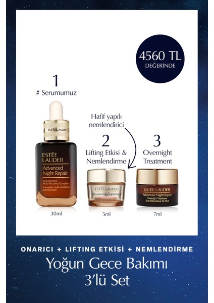 Yoğun Gece Bakımı 3’lü Set - Serum 30ml + Supreme Soft Nemlendirici 5ml + Overnight Treatment 7ml