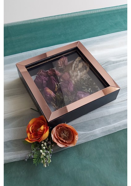 20X20X5 cm Siyah-Rose Anı Çerçevesi! Yeni Moda Çiçek Anı Çerçevesi!