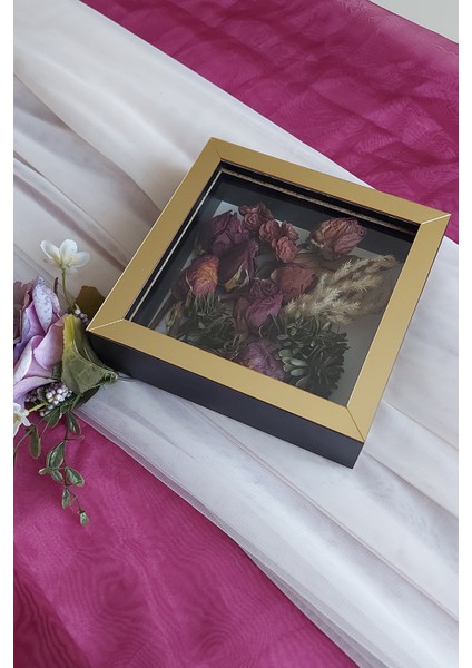 20X20X5 cm Siyah-Gold Anı Çerçevesi! Yeni Moda Çiçek Anı Çerçevesi! fiyatları