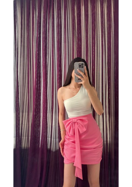 Pembe Fiyonk Detaylı Midi Etek modelleri