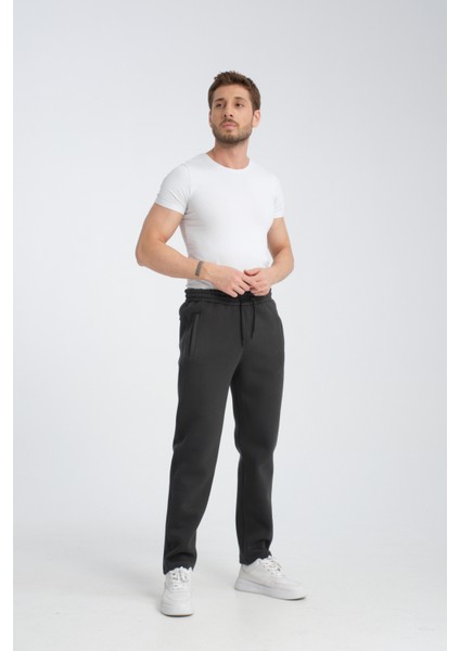 Erkek Füme 3 Iplik Rahat Kesim Düz Paça Kışlık Eşofman Altı modelleri