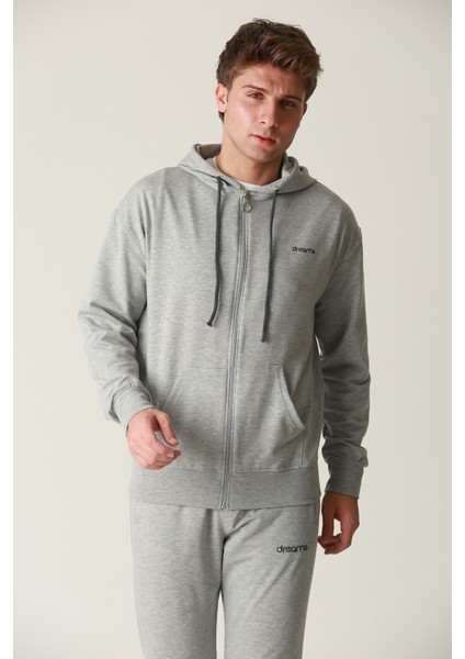 Erkek Gri Fermuarlı Kapüşonlu Sweatshirt Takım fiyatları