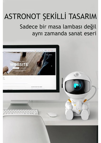Krizantem Çocuk Odası-Balkon Kamp Astronot Yıldızlı Işıklı Kumandalı Galaksi Samanyolu Projeksiyon Gece Lambası