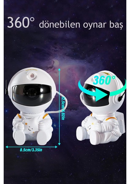 Krizantem Çocuk Odası-Balkon Kamp Astronot Yıldızlı Işıklı Kumandalı Galaksi Samanyolu Projeksiyon Gece Lambası
