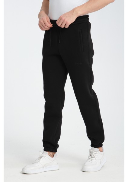 Erkek Siyah 3 Iplik Rahat Kesim Paça Lastikli Kışlık Eşofman Altı fiyatları