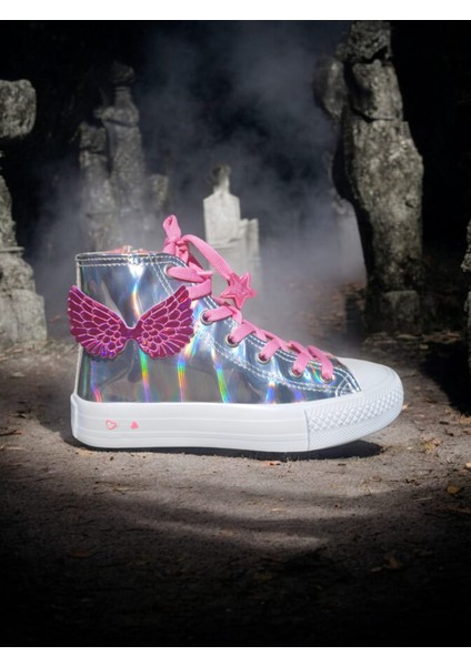 Hologram Melek Kanadı Yıldız Bağcıklı Tasarım Çocuk Spor Ayakkabı Sneaker