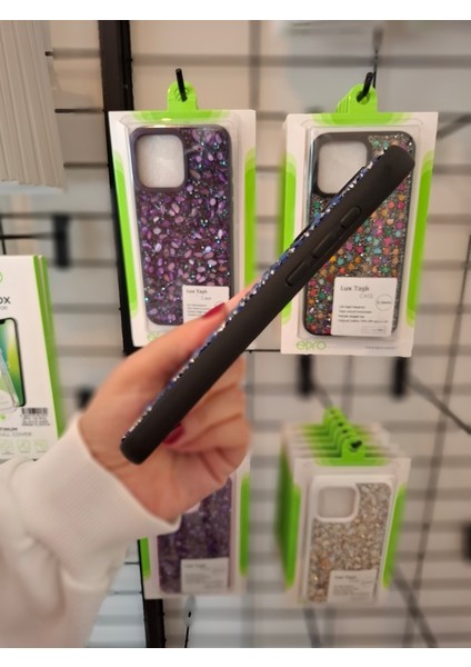 iPhone 14 Pro Max Lüks Parlak Doğal Taşlı Kamera Çıkıntılı Içi Kadife Kılıf modelleri