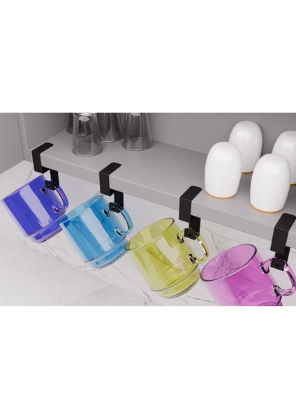 Siyah Metal Yapışkanlı 4lü Askılık Yapışkanlı Kanca Mutfak Banyo Havluluk ve Organizer MT108S