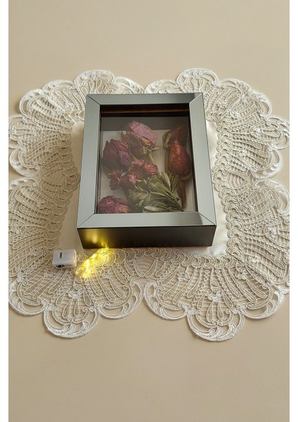 15 x 20 x 5 cm Ledli Siyah-Füme Anı Çerçevesi! Yeni Moda Çiçek Anı Çerçevesi!