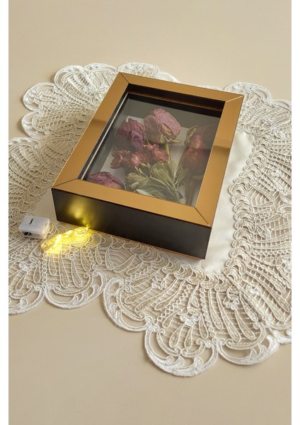 15 x 20 x 5 cm Ledli Siyah-Bronz Anı Çerçevesi! Yeni Moda Çiçek Anı Çerçevesi! fiyatları