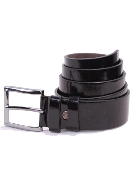 DMK26-355 Siyah Rugan 4 cm Suni Deri Erkek Kemer