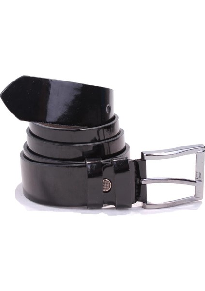 DMK26-355 Siyah Rugan 4 cm Suni Deri Erkek Kemer