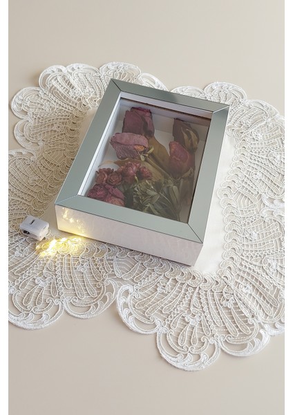 15 x 20 x 5 cm Ledli Beyaz-Füme Anı Çerçevesi! Yeni Moda Çiçek Anı Çerçevesi! fiyatları