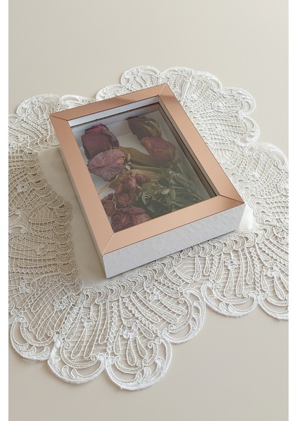 15 x 20 x 5 cm Beyaz-Rose Anı Çerçevesi! Yeni Moda Çiçek Anı Çerçevesi! modelleri