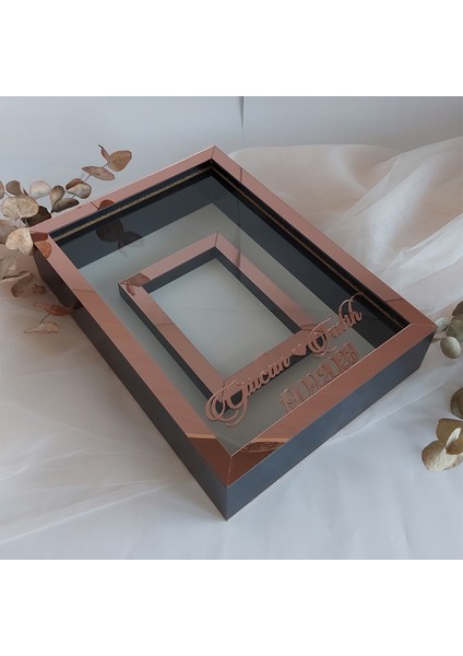 25 x 35 cm Yarı Kaplama Isimli Siyah-Rose Anı Çerçevesi! Yeni Moda Çiçek Anı Çerçevesi! modelleri
