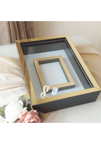 25 x 35 cm Yarı Kaplama Ledli+Isimli Siyah-Gold Anı Çerçevesi! Yeni Moda Çiçek Anı Çerçevesi! modelleri