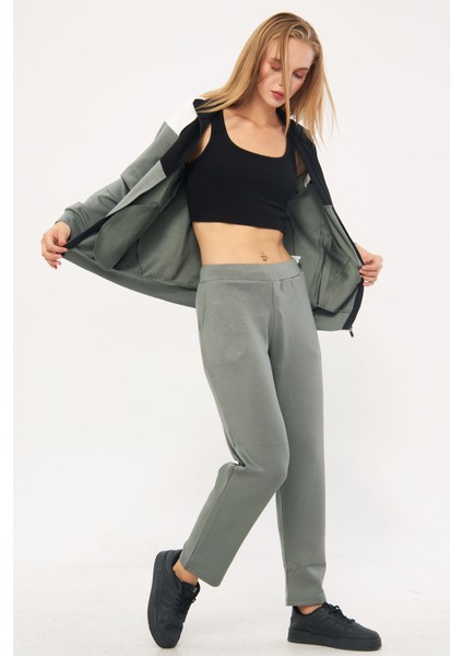 Kadın Limon Küfü Yarım Balıkçı Yaka Boydan Fermuarlı Modal Scuba Eşofman Takım EDY5543LK modelleri