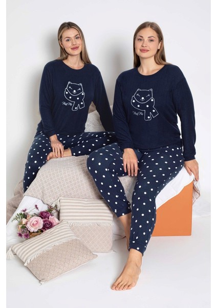 Kadın Bisiklet Yaka Düğmesiz Kışlık Termal Cepli Bilek Manşetli Jogger Uzun Kol Pijama Takımı modelleri