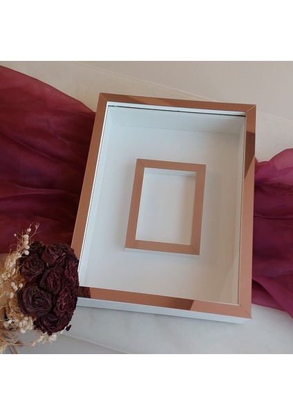 30 x 40 cm Yarı Kaplama Beyaz-Rose Anı Çerçevesi! Yeni Moda Çiçek Anı Çerçevesi!