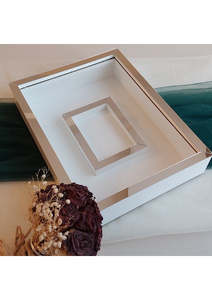 30 x 40 cm Yarı Kaplama Beyaz-Gümüş Anı Çerçevesi! Yeni Moda Çiçek Anı Çerçevesi! fiyatları