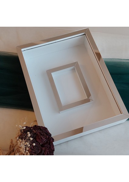 30 x 40 cm Yarı Kaplama Beyaz-Gümüş Anı Çerçevesi! Yeni Moda Çiçek Anı Çerçevesi! modelleri