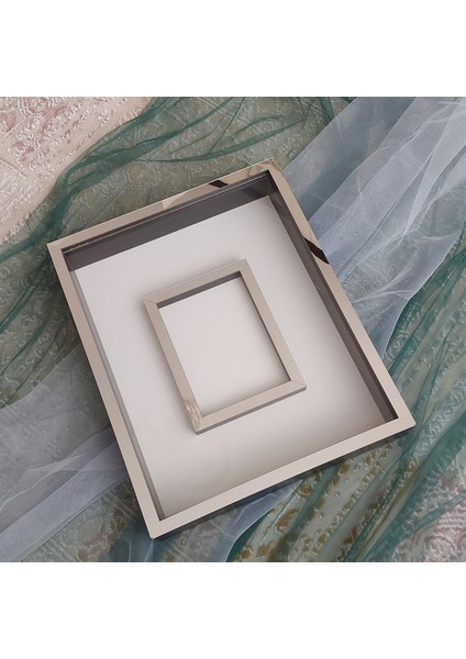 40 x 50 cm Yarı Kaplama Siyah-Gümüş Anı Çerçevesi! Yeni Moda Çiçek Anı Çerçevesi!