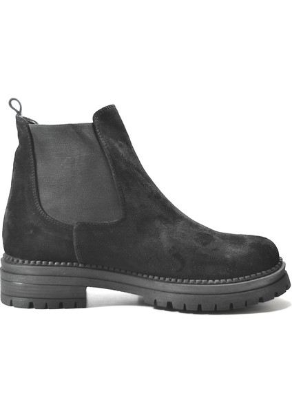 DL.0087 Deri Nubuk Vizon & Siyah Kalın Taban Kadın Bot modelleri