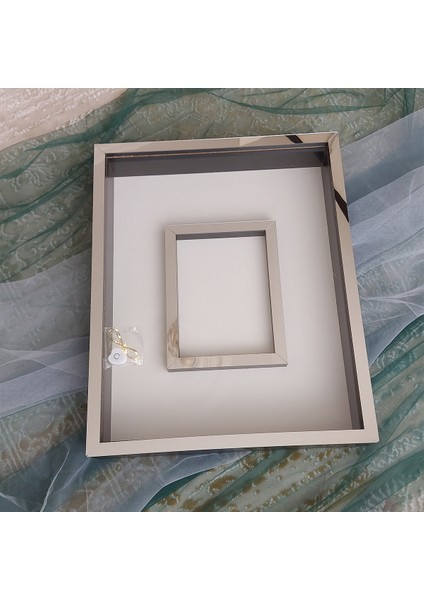 40 x 50 cm Yarı Kaplama Ledli Siyah-Gümüş Anı Çerçevesi! Yeni Moda Çiçek Anı Çerçevesi!