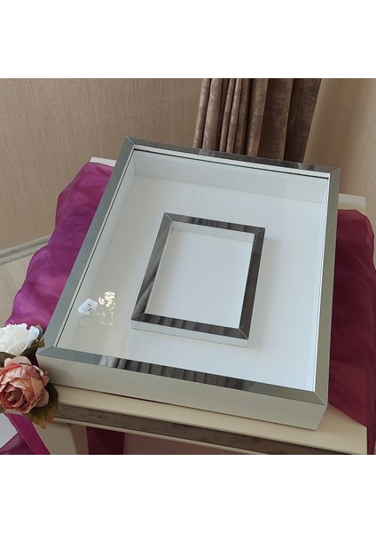 40 x 50 cm Yarı Kaplama Ledli Beyaz-Füme Anı Çerçevesi! Yeni Moda Çiçek Anı Çerçevesi! modelleri