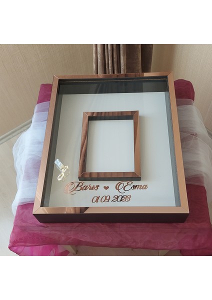 40 x 50 cm Yarı Kaplama Ledli+Isimli Siyah-Rose Anı Çerçevesi! Yeni Moda Çiçek Anı Çerçevesi!