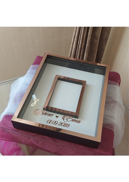 40 x 50 cm Yarı Kaplama Ledli+Isimli Siyah-Rose Anı Çerçevesi! Yeni Moda Çiçek Anı Çerçevesi!