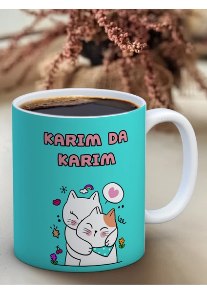 Baskılı Kupa Bardak Seramik Mug Yeşil - Kocam da Kocam