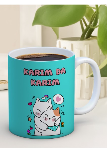 Baskılı Kupa Bardak Seramik Mug Yeşil - Kocam da Kocam