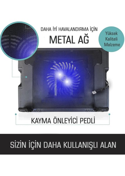 2 Li Netbook Soğutucu Kaliteli Vekadmeli-Işıklı ve Hafif Tasatım